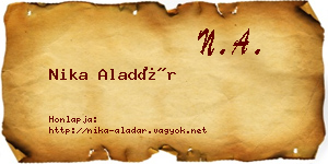 Nika Aladár névjegykártya
